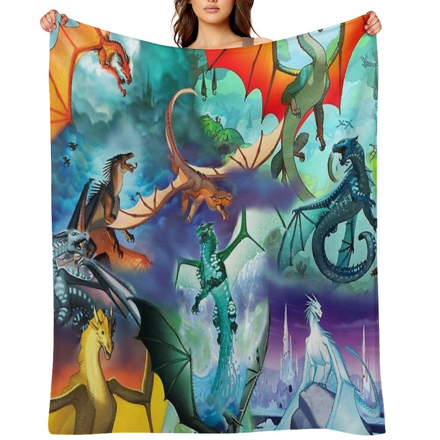Wing of Fire All Dragon Pattern Background Throw Blanket