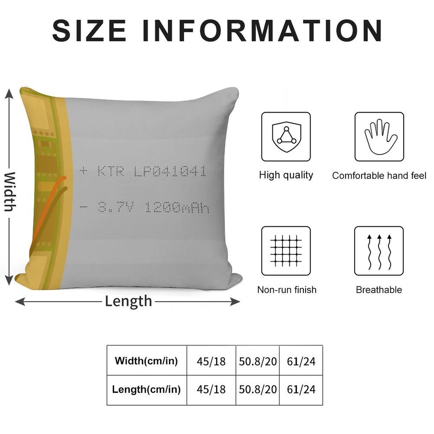 Lithium Polymer Battery Soft Style Accent Throw Pillow