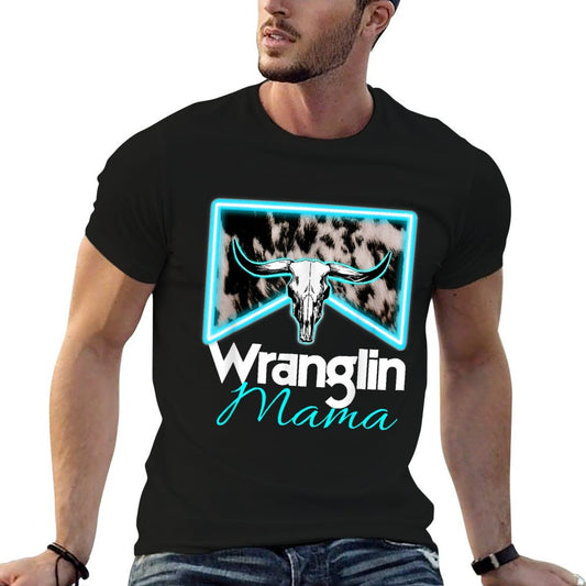 Rodeo Mama Cowgirl Rodeo Mom Western Cowhide Wranglin Mama T-Shirt