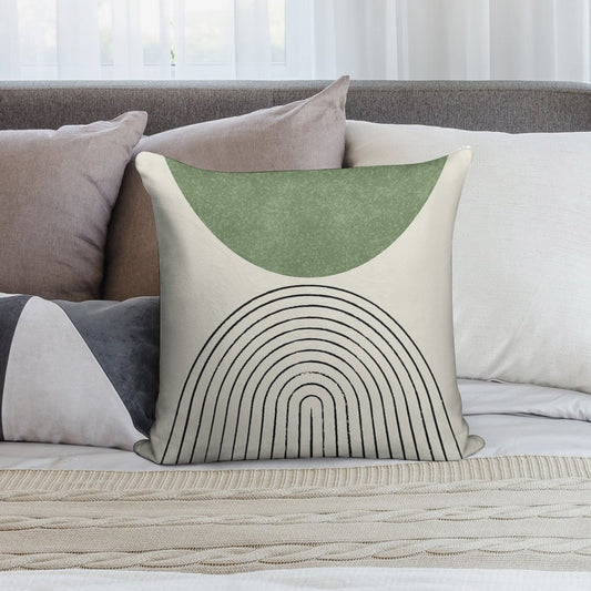 Arch Balance Green - Mid Century Modern Soft Anti-Pilling Throw Pillow