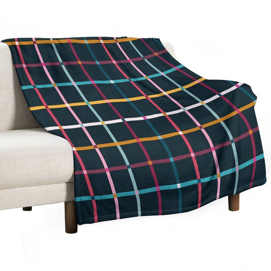 Hand Drawn Plaid Pattern Throw Blanket