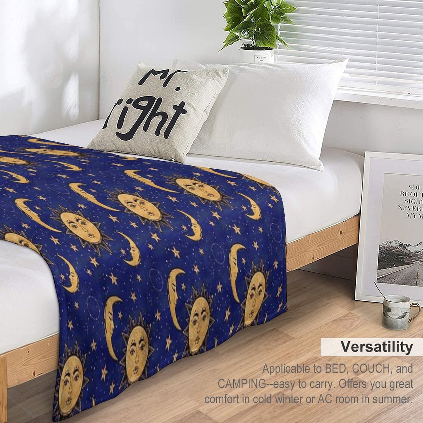 Vintage Moon And Sun Stars Celestial Throw Blanket