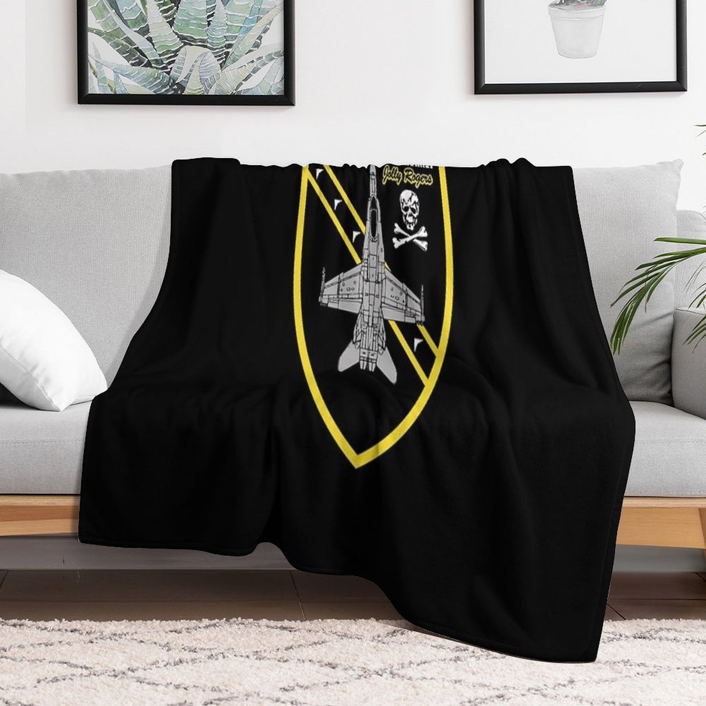 FA-18 Hornet Jolly Rogers Throw Blanket