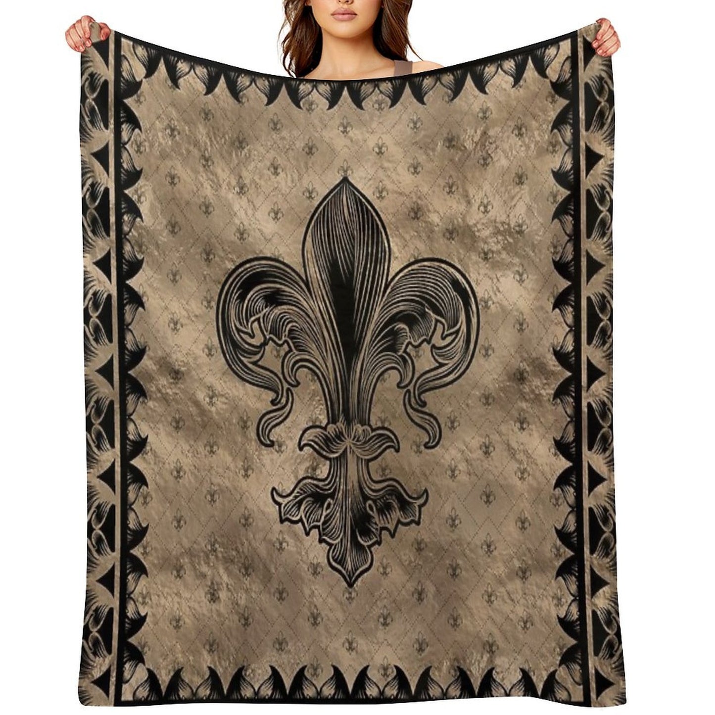 Fleur-de-lis - Black And Gold Throw Blanket