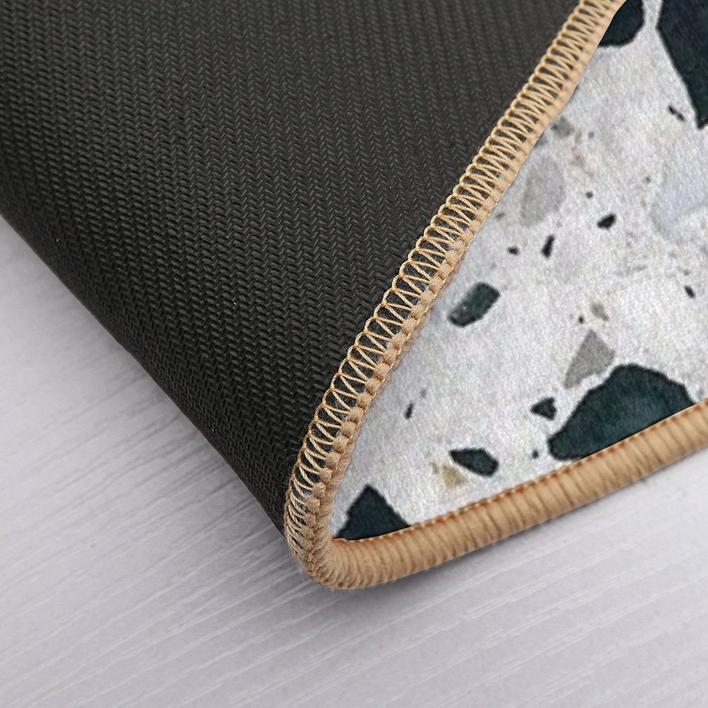 Terrazzo Black, White, Grey And Bronze Bath Mat