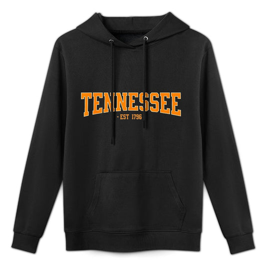 Vintage Tennessee Apparel for Men, Women, And Kids Classic TN Orange Print Retro Varsity Vintage Tennessee Kangaroo Pocket Hoodie