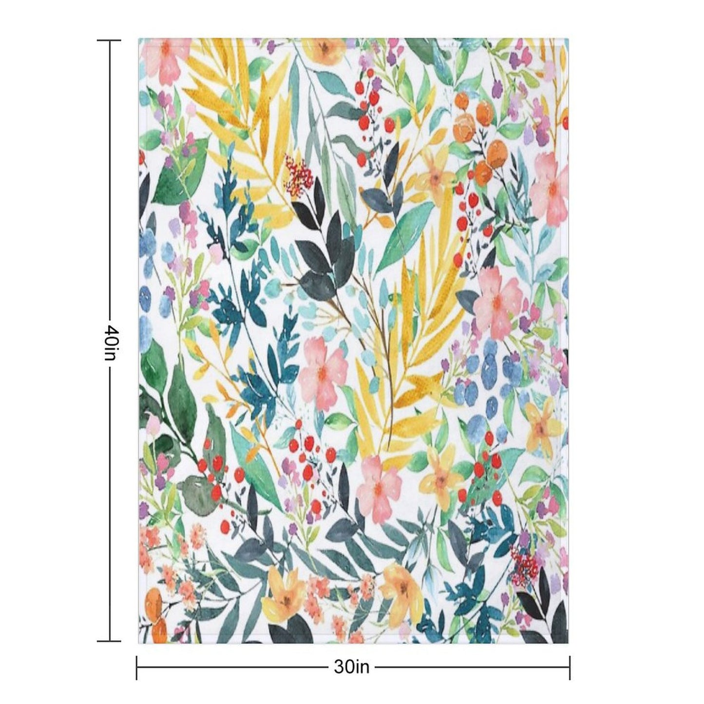 Colorful Watercolor Floral Pattern Throw Blanket