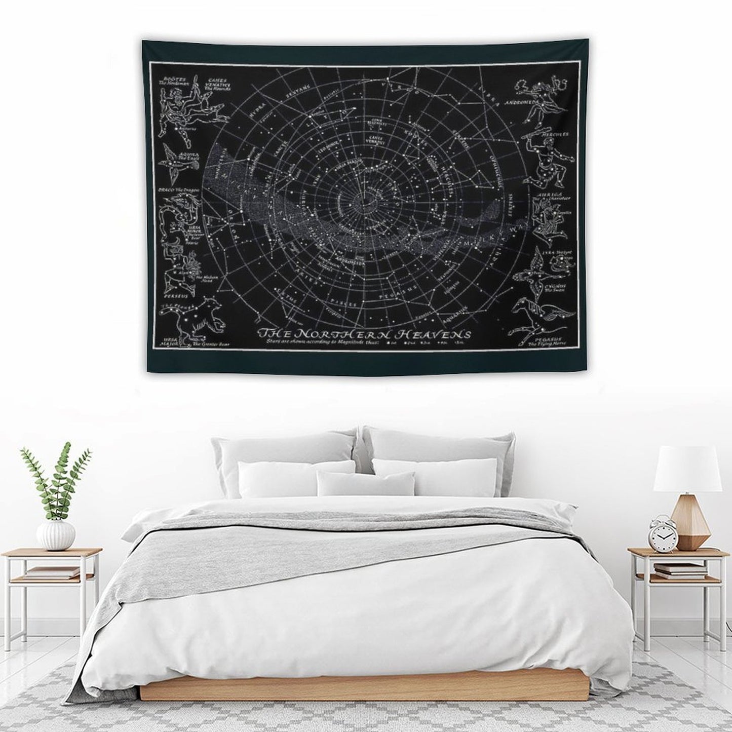 THE NORTHERN HEAVENS Vintage Star Map Print Tapestry