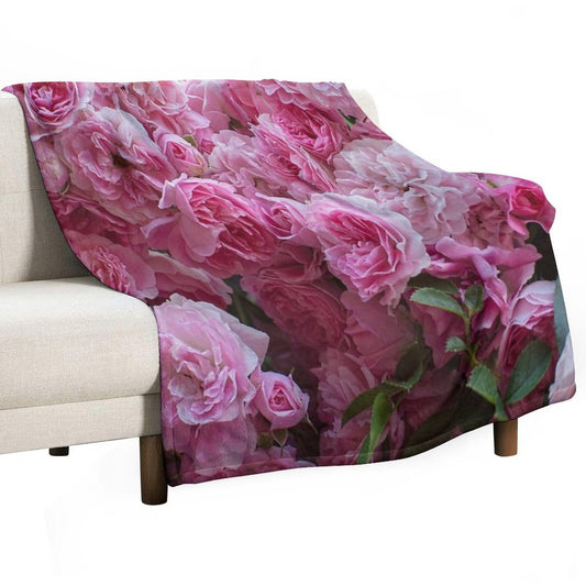Pink Peonies Garden Throw Blanket