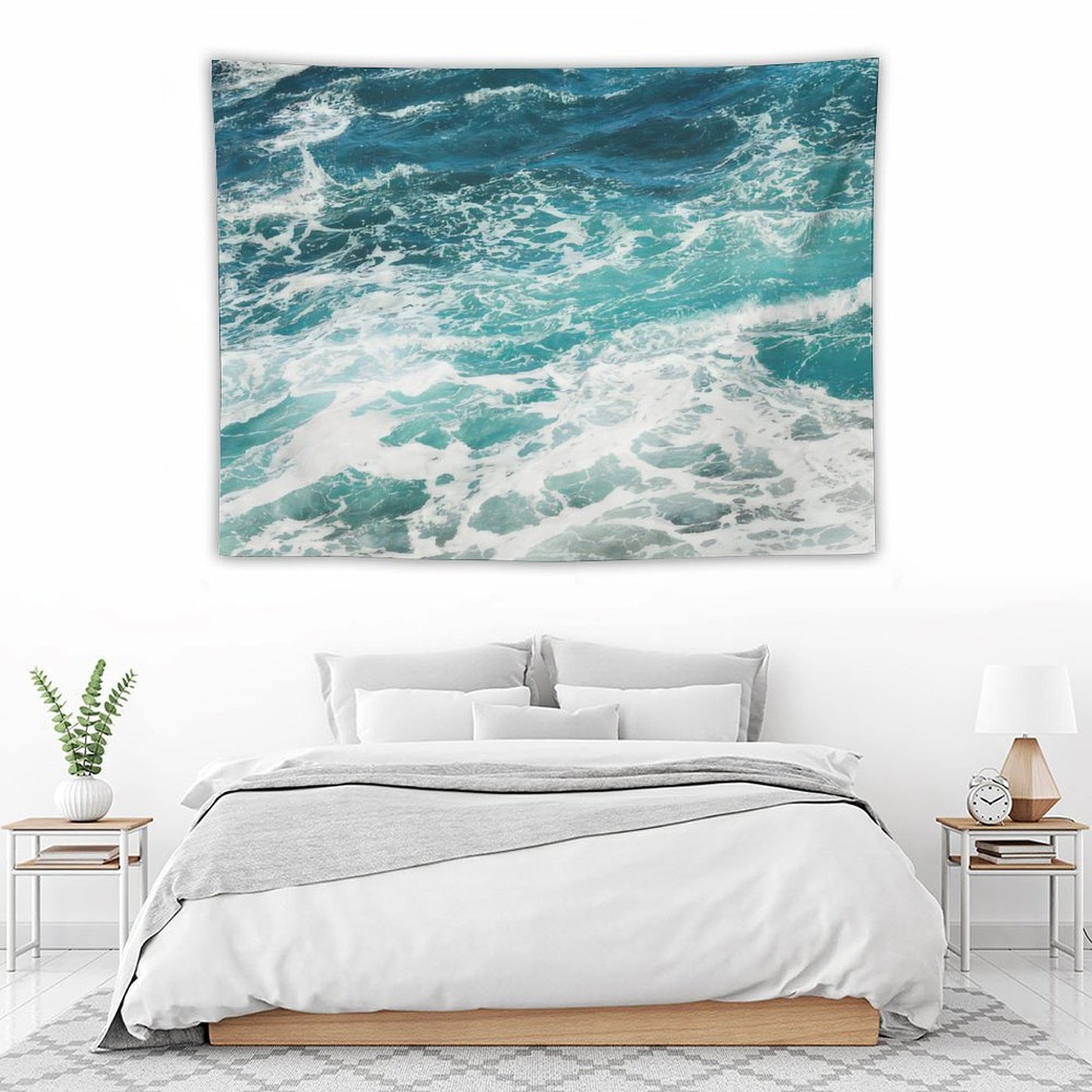 Blue Ocean Waves Tapestry