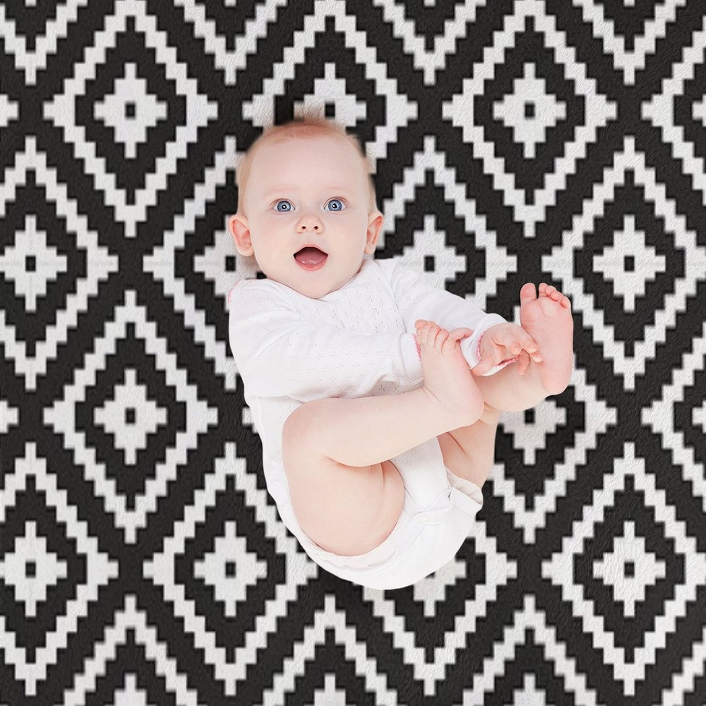Aztec - White on Black Throw Blanket