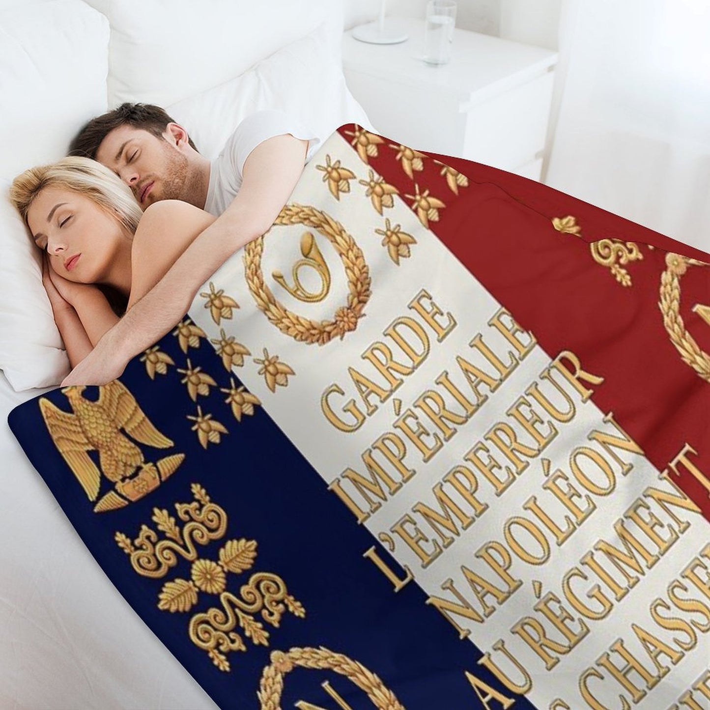 Napoleonic French Flag of The Chasseurs A Cheval De La Garde Throw Blanket