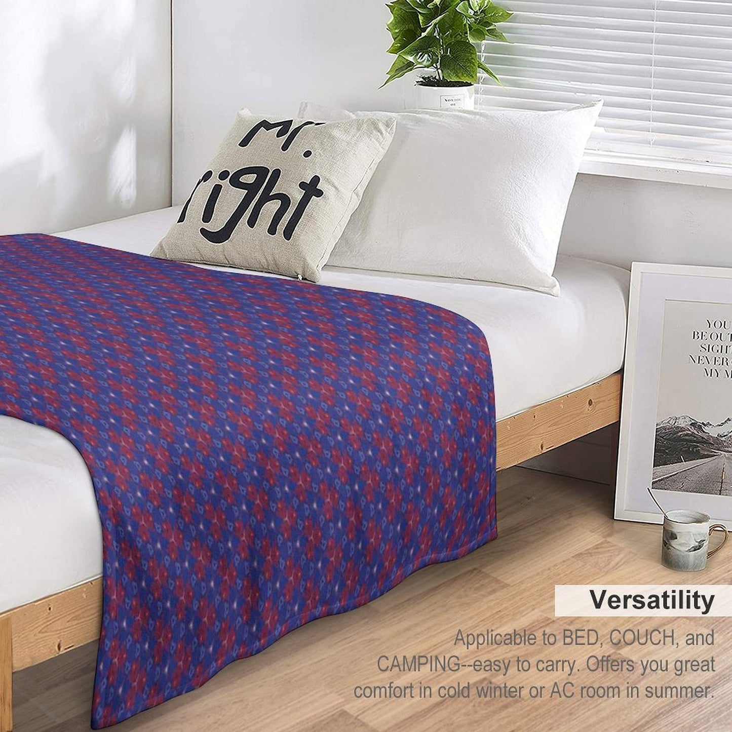 Geometrical Designs Blue Throw Blanket
