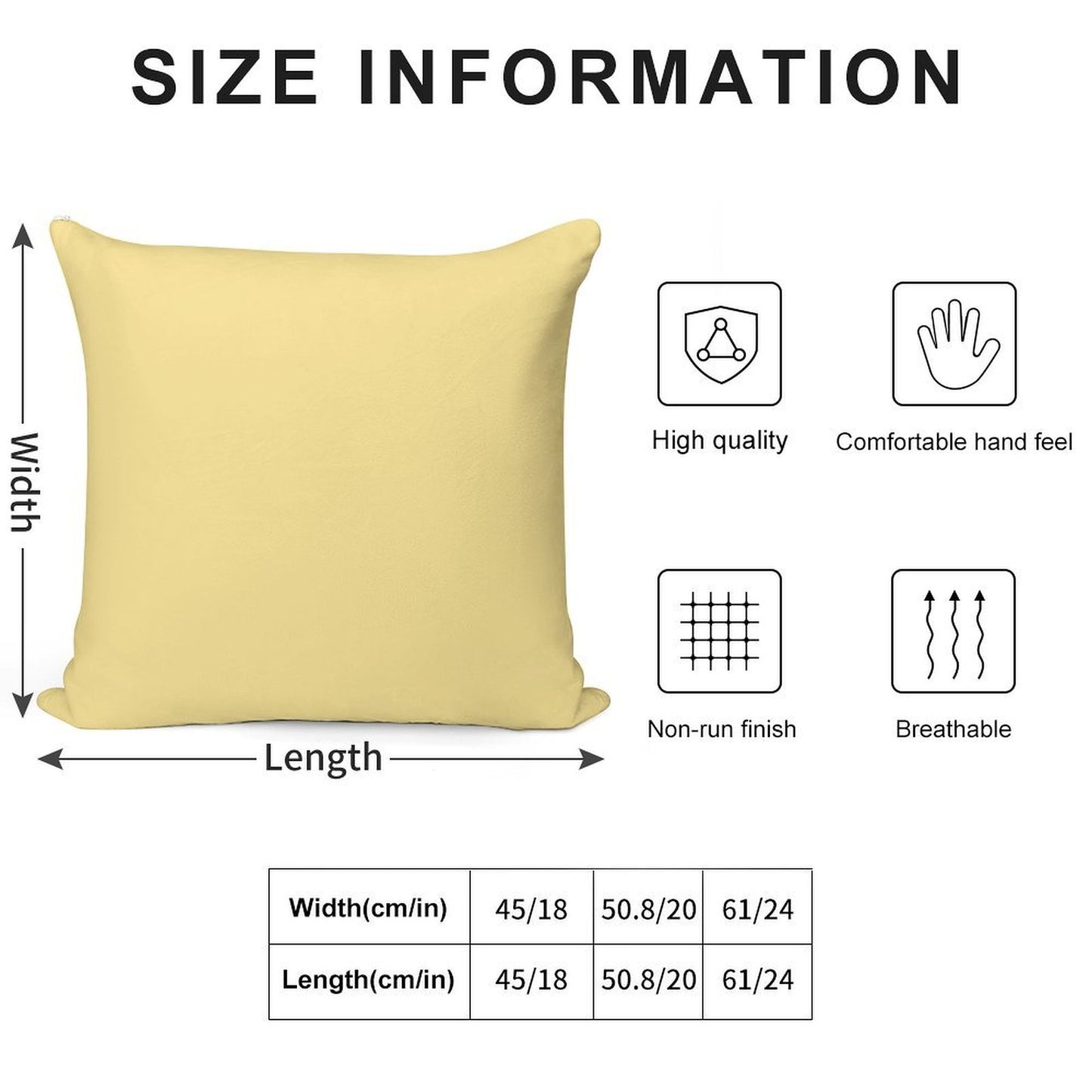 Pale Yellow Solid Colour Soft Style Accent Throw Pillow