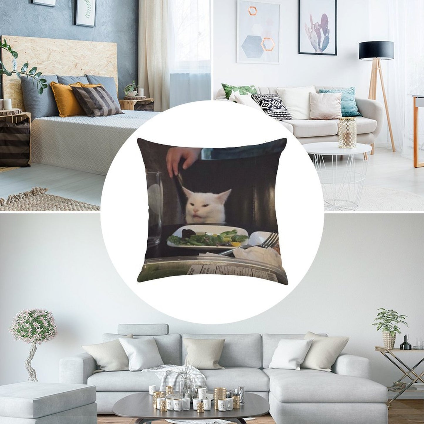 It Cat Linen Throw Pillow Cover