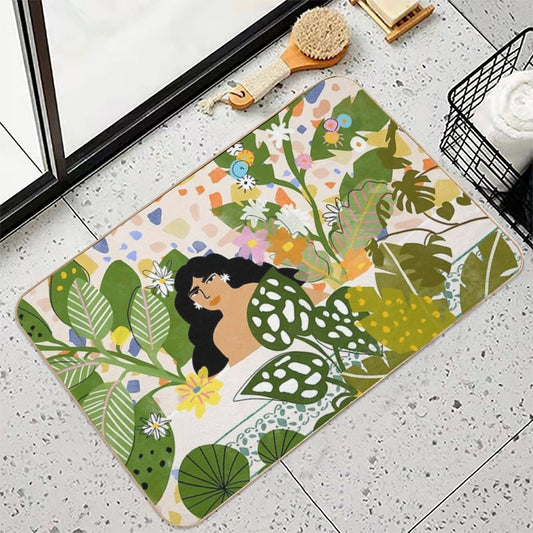 Bathing with Plants Fade-Resistant Bath Mat