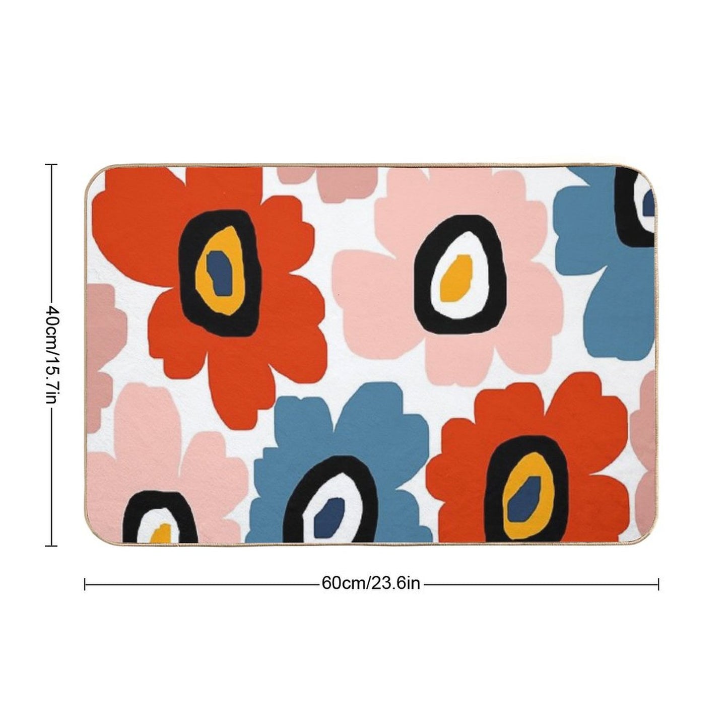Colorful Modern Scandinavian Floral Shower Bath Mat