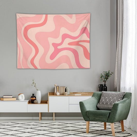Liquid Swirl Retro Contemporary Abstract in Soft Blush Pink Tapestry