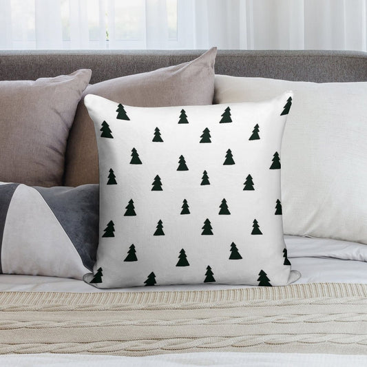 Black Modern Christmas Tree Pattern Soft Reinforced Edging Throw Pillow