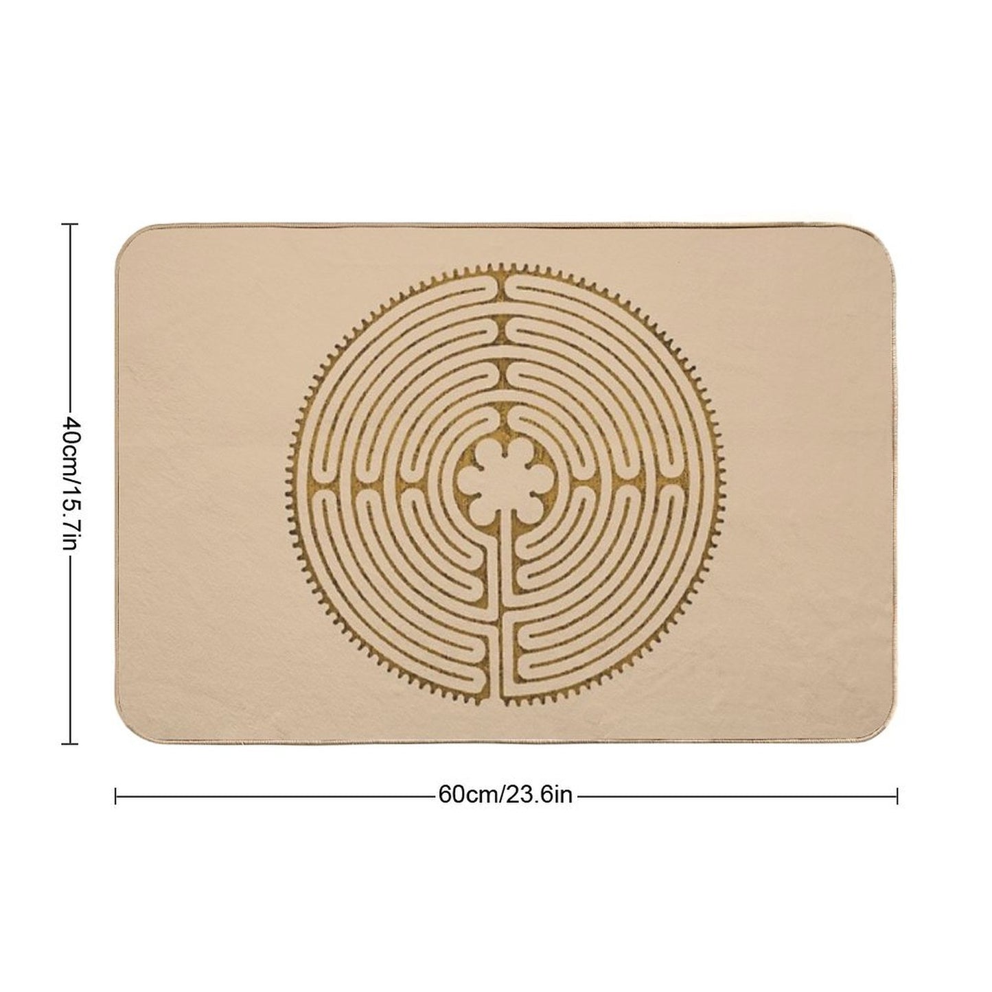 Symbol Chartres Labyrinth Metal Gold Antique Style Bath Mat