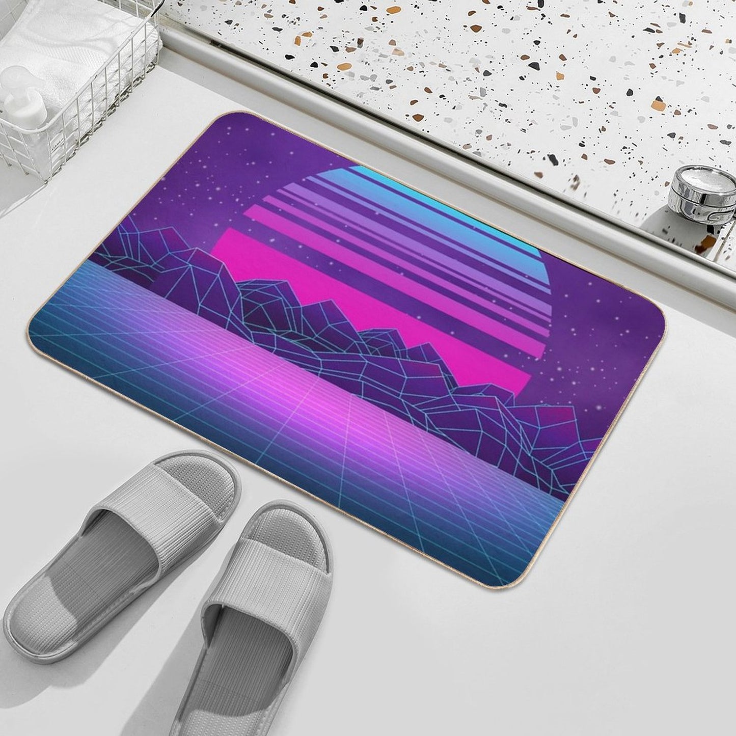 Synthwave Vaporwave Aesthetics Bath Mat