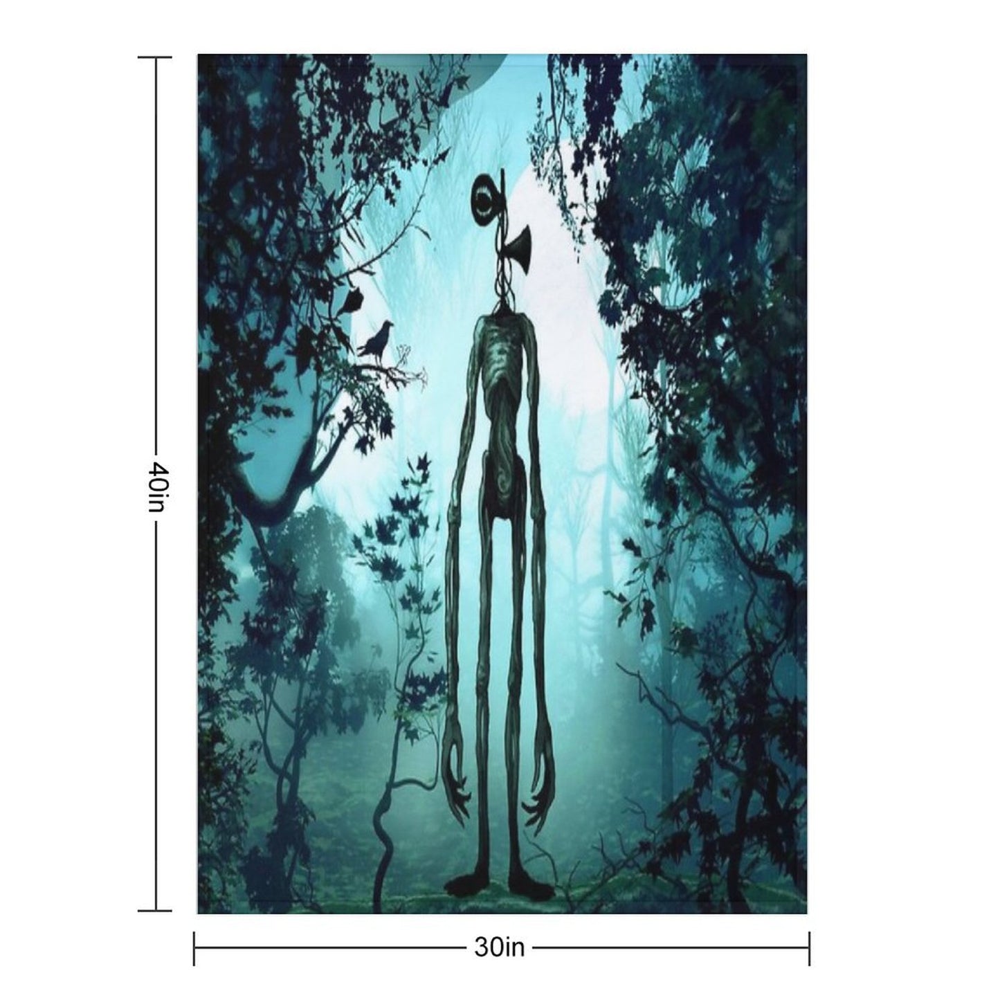 Siren Head in Horror Background Throw Blanket
