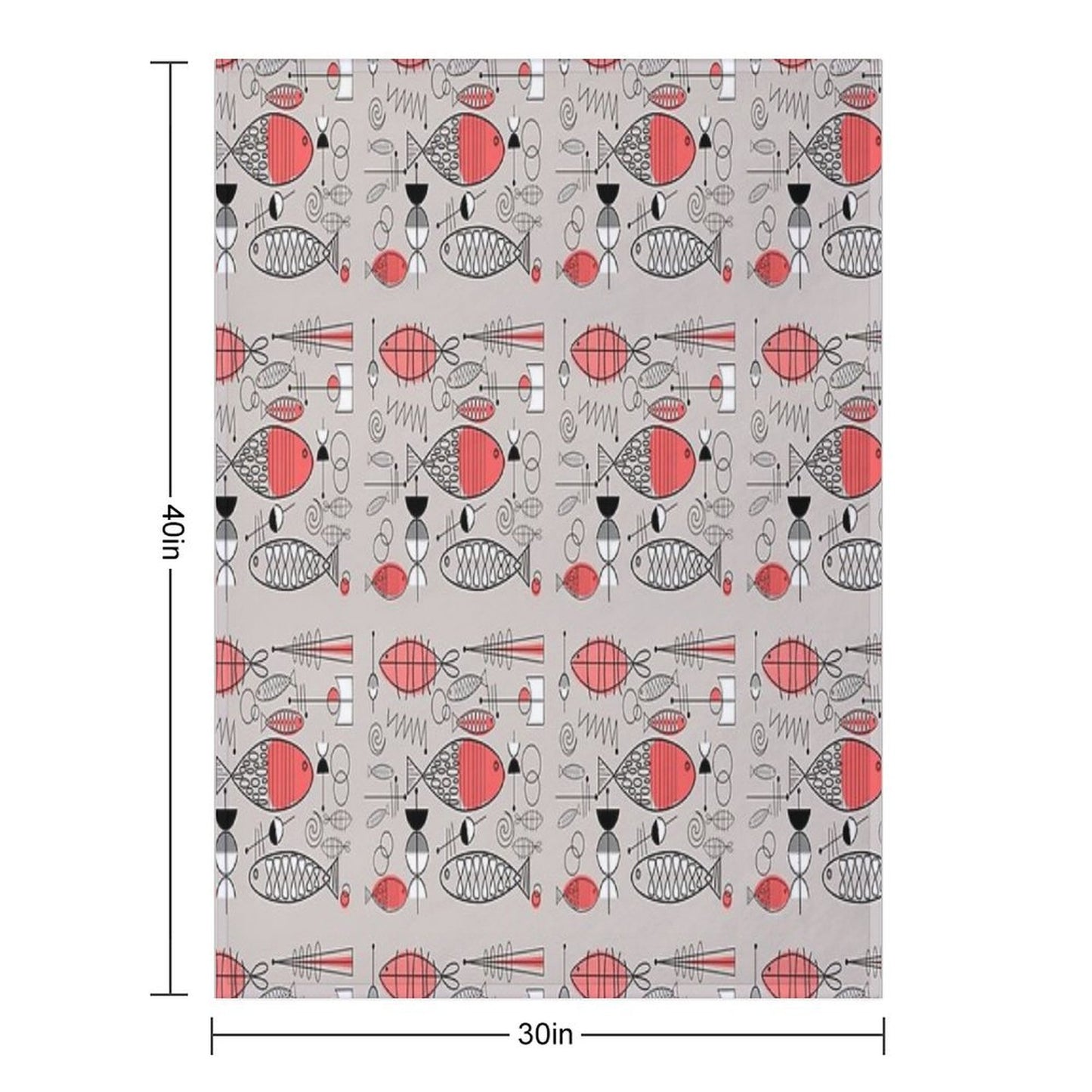 Mid-Century Fish Salmon Pink Throw Blanket