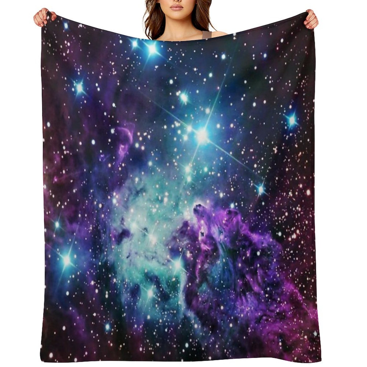 Fox Fur Nebula Teal Turquoise Purple Throw Blanket