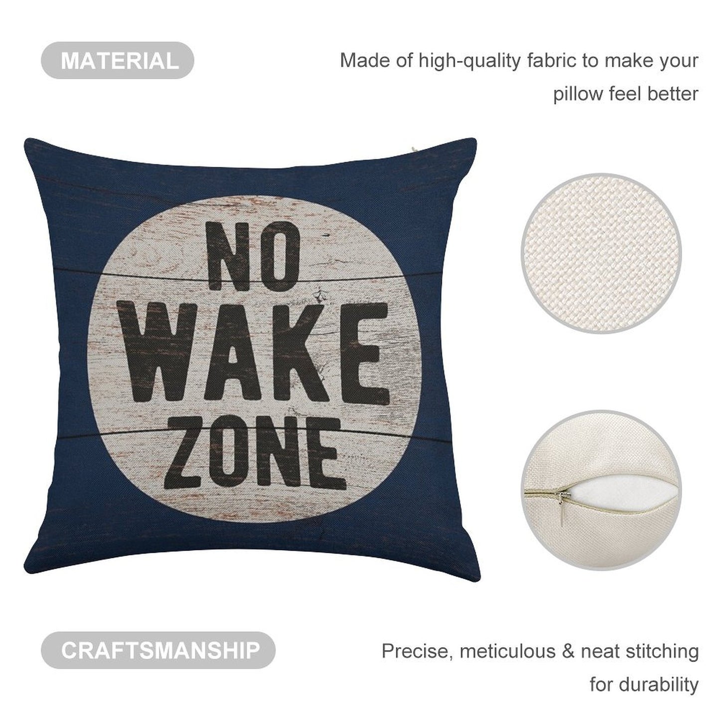 No Wake Zone, Lake Gift, Lake Sign, Lake House Décor, Wake Surf, Wakeboard, Water Ski, No Wake Area, Lake Sign Linen Throw Pillow Cover