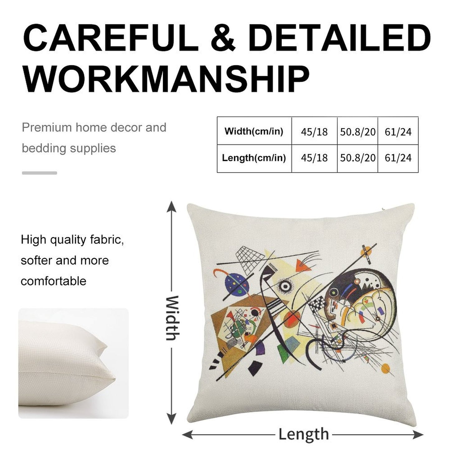 HD. Transverse Line (1923), by Wassily Kandinsky Linen Throw Pillow Cover