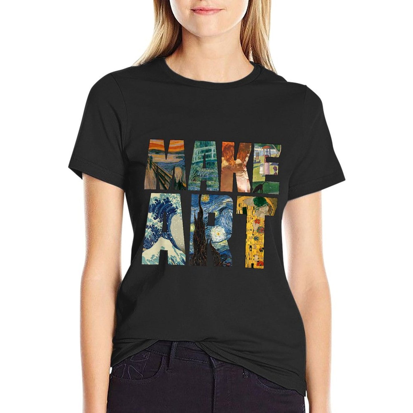 MAKE ART Funny Artist Artistic Humor Painting Cool T-shirt Cotton T-Shirt