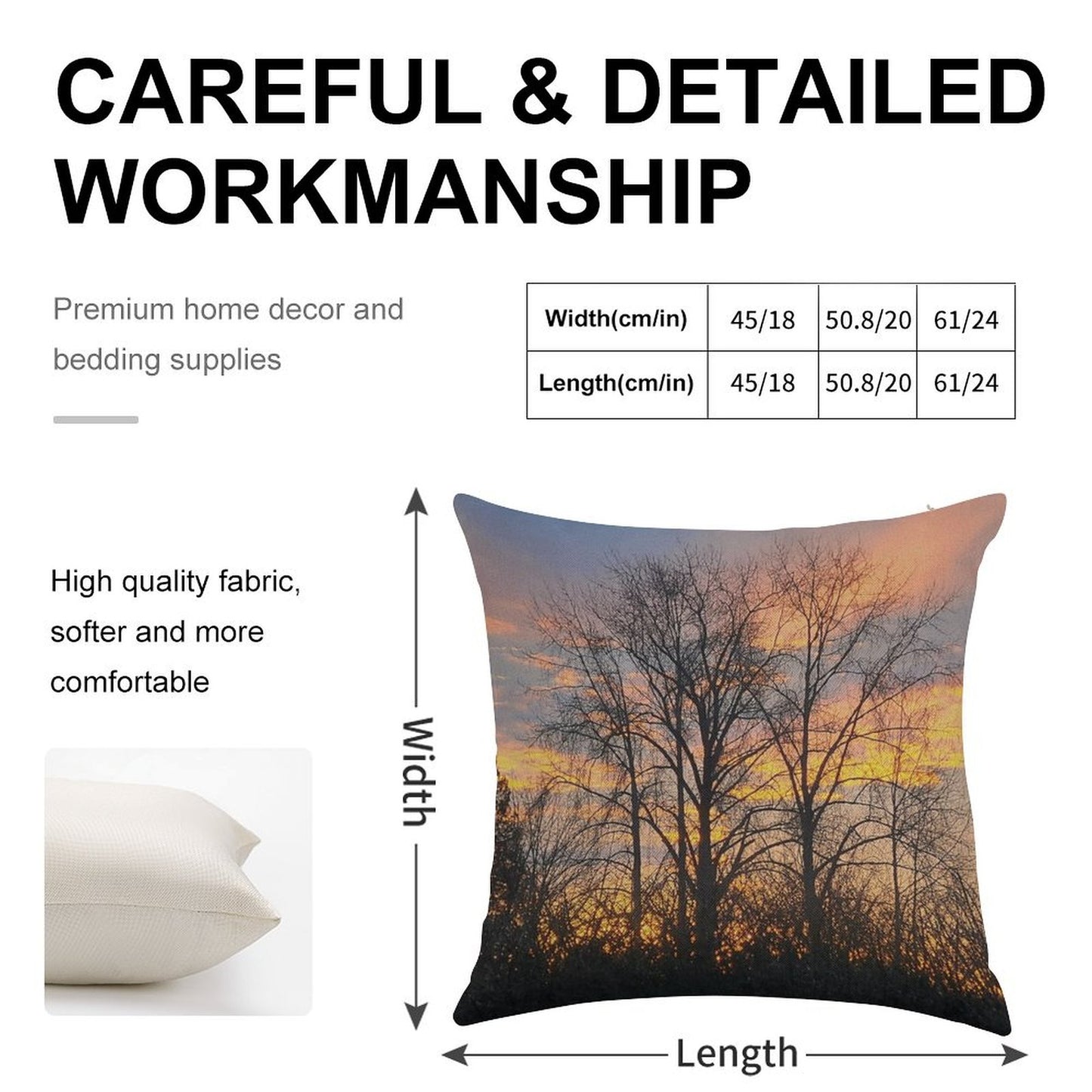 Autumn Ember Silhouette Linen Throw Pillow Cover