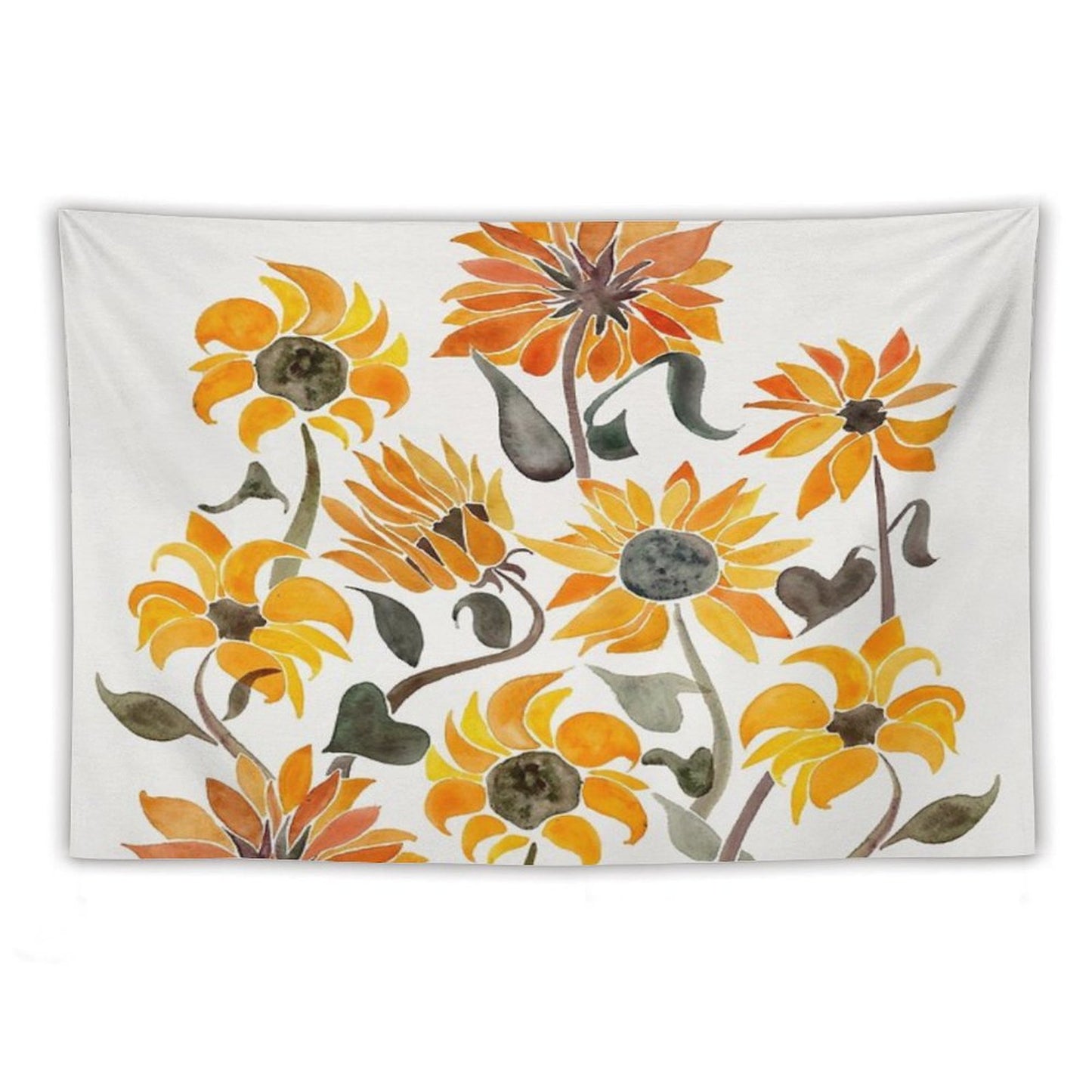 Sunflower Watercolor – Yellow & Black Palette Tapestry
