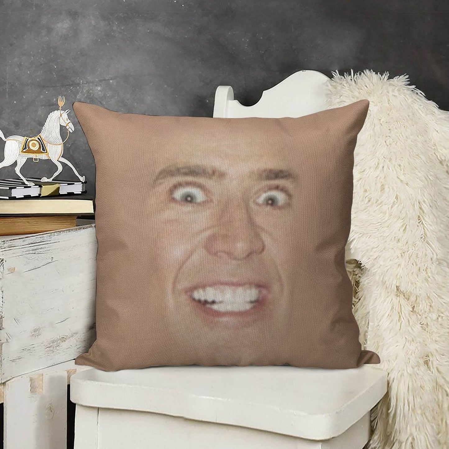 Nicholas Cage Face Pattern Linen Throw Pillow Cover