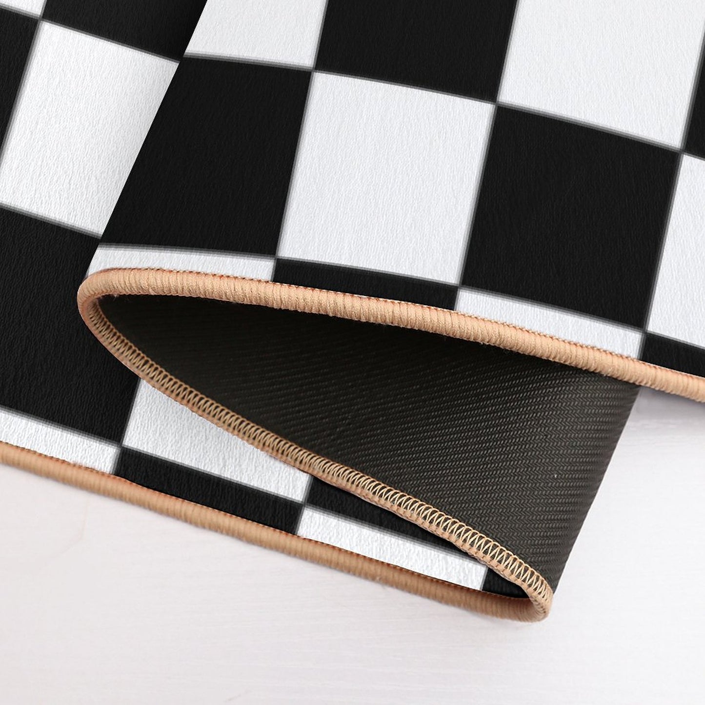 Checkered Black And White Bath Mat