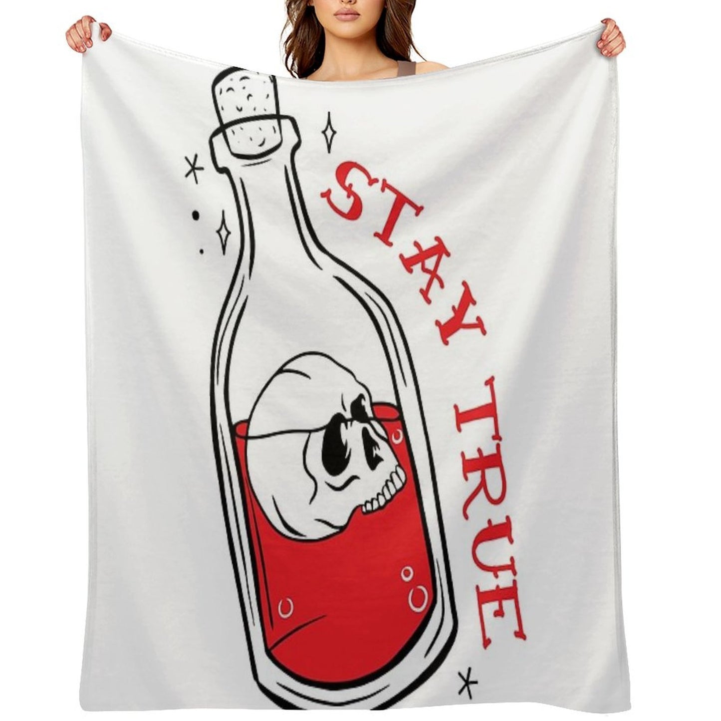 Stay True Skeleton in A Bottle Throw Blanket