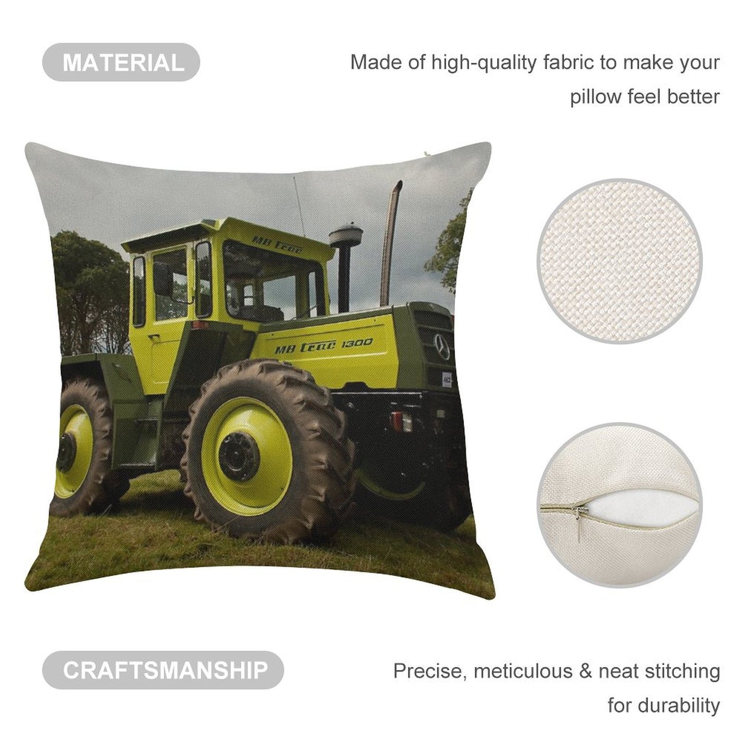 The MB-trac1300 Tractor Linen Throw Pillow Cover