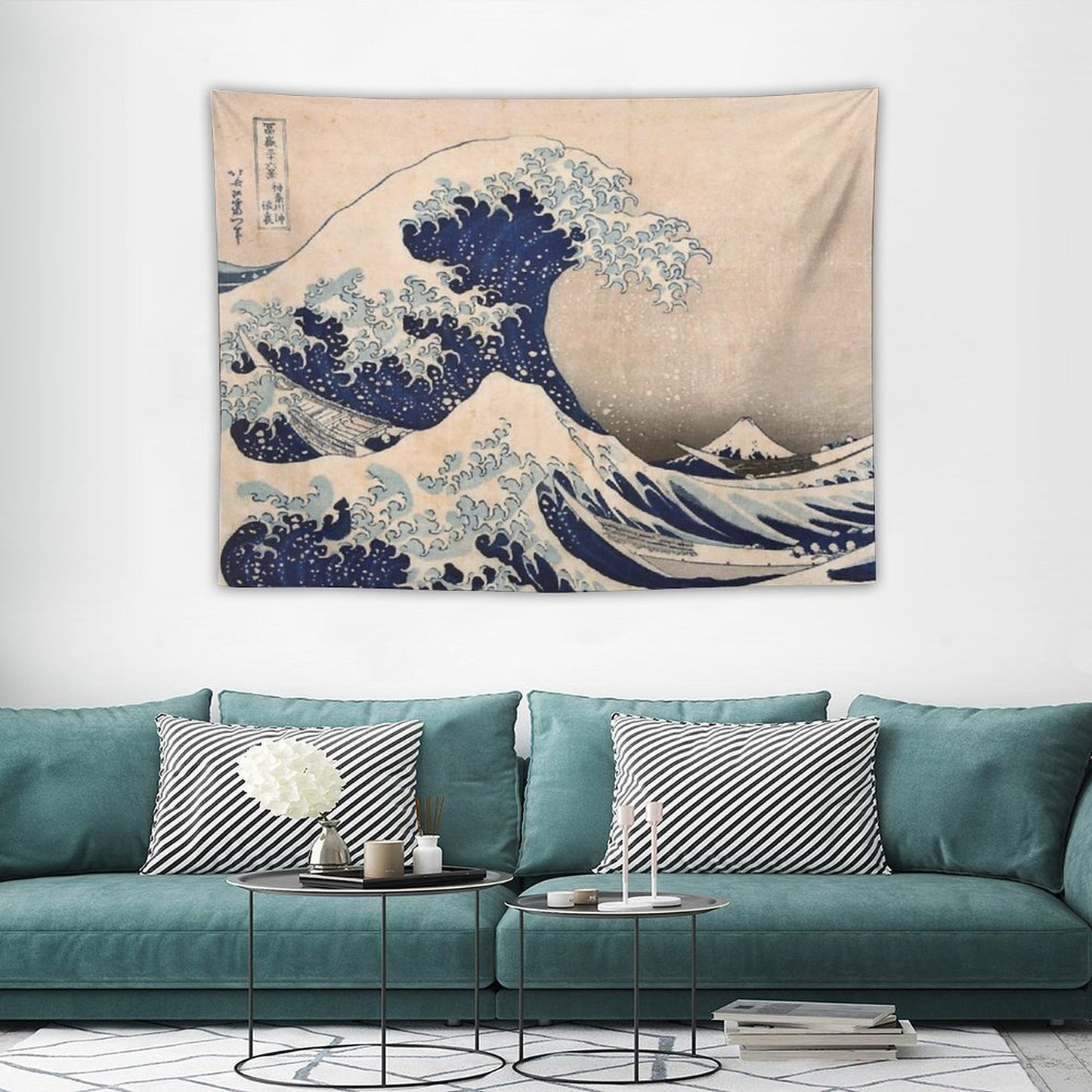 Classic Japanese Great Wave Off Kanagawa by Hokusai Wall Tapestry Traditional Version HD High Quality Tapestry