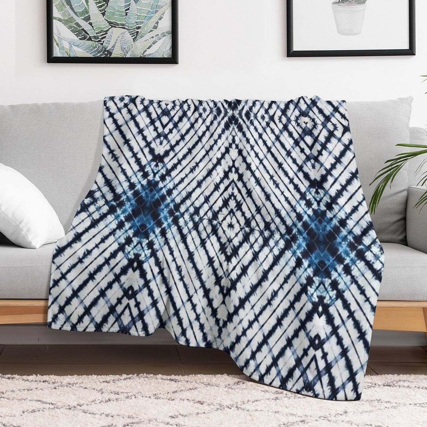 Diamonds Indigo Throw Blanket