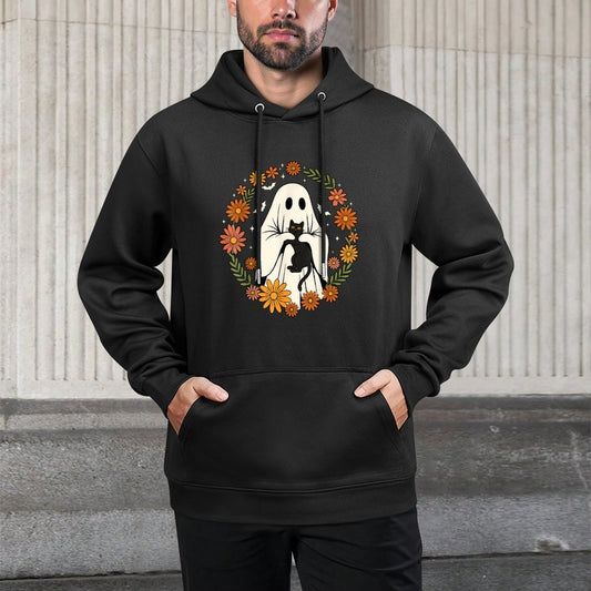 Halloween Ghost Black Cat Cute Funny Colorfast Hoodie