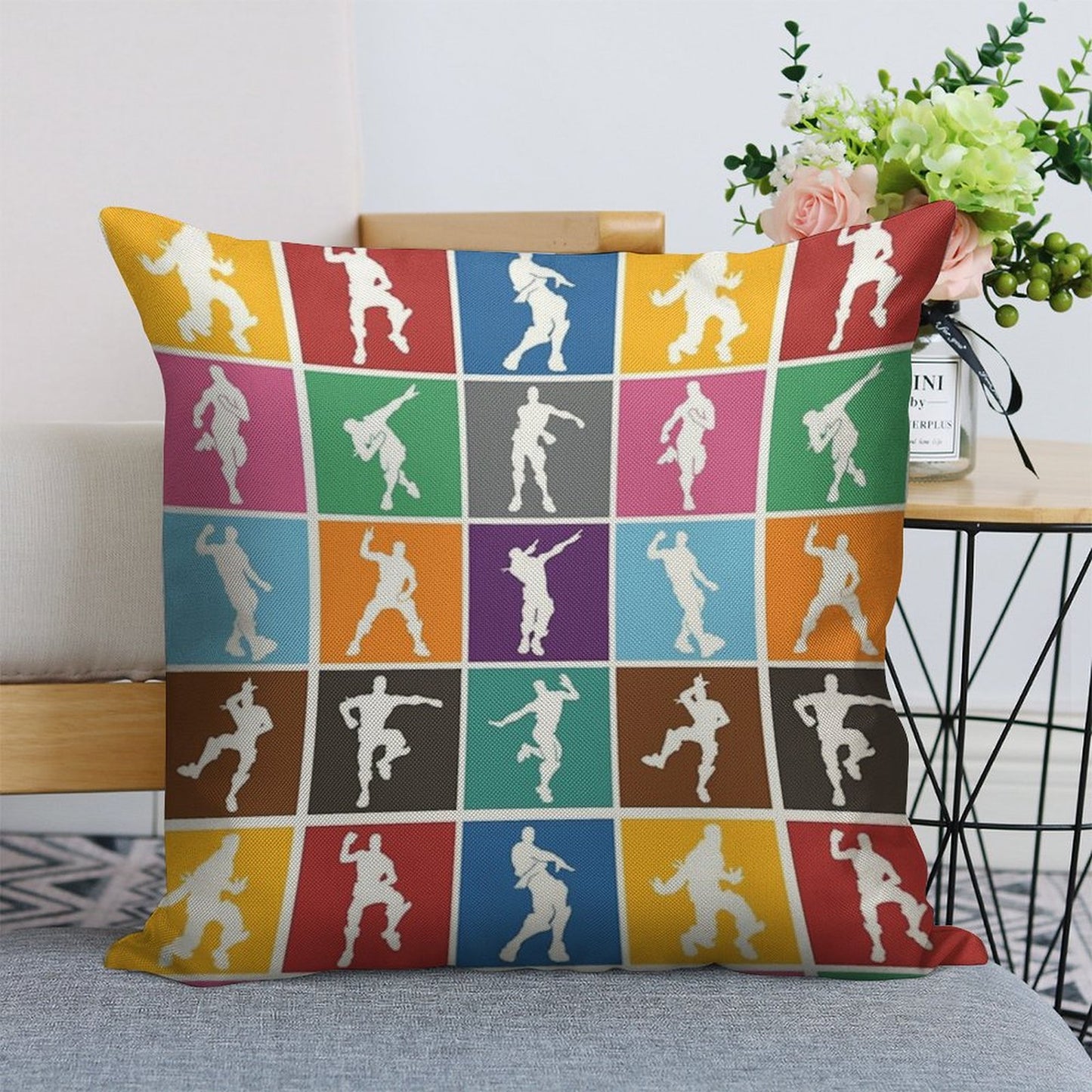 Battle Royale Victory Dance Rainbow Lattice Funny Linen Throw Pillow Cover