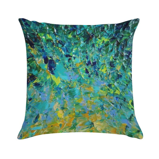 BEAUTY BENEATH THE SURFACE - Stunning Lake Ocean River Water Nature Green Blue Teal Yellow Aqua Abstract Soft Hidden Zipper Throw Pillow
