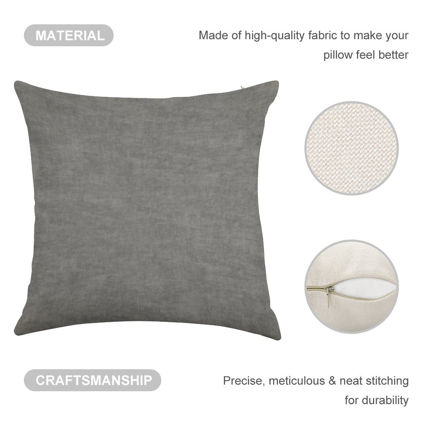 ██ Rough Concrete Gray Linen Throw Pillow Cover