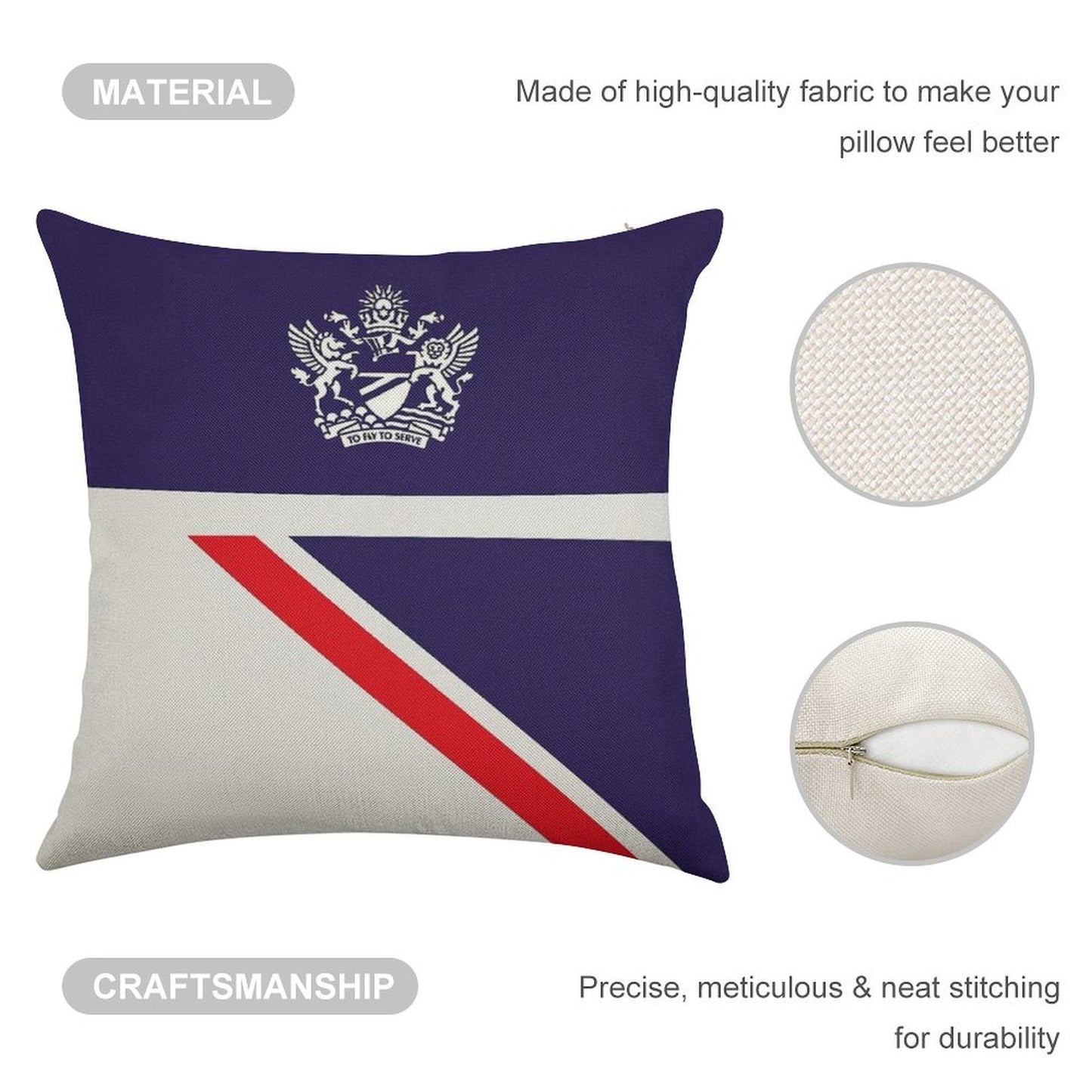 British Airways Landor Design Linen Throw Pillow Cover