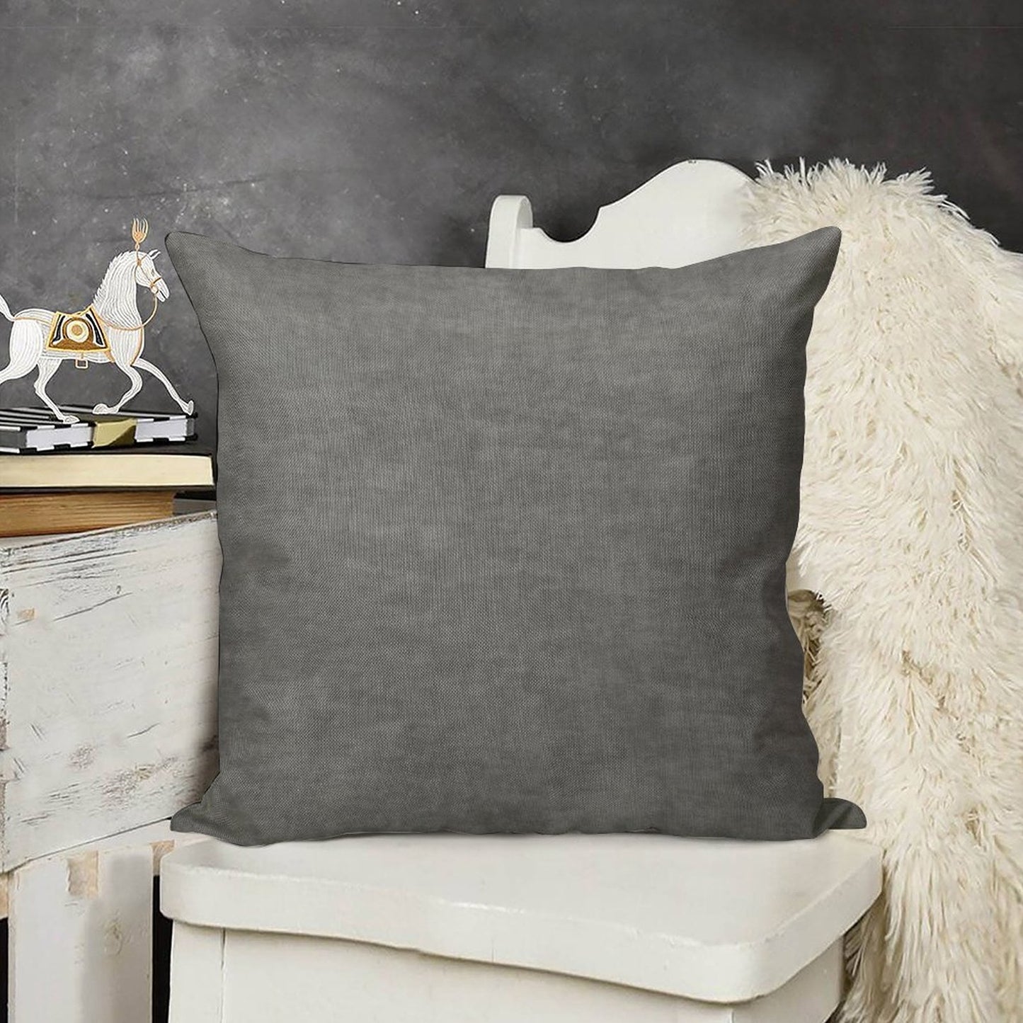 ██ Rough Concrete Gray Linen Throw Pillow Cover