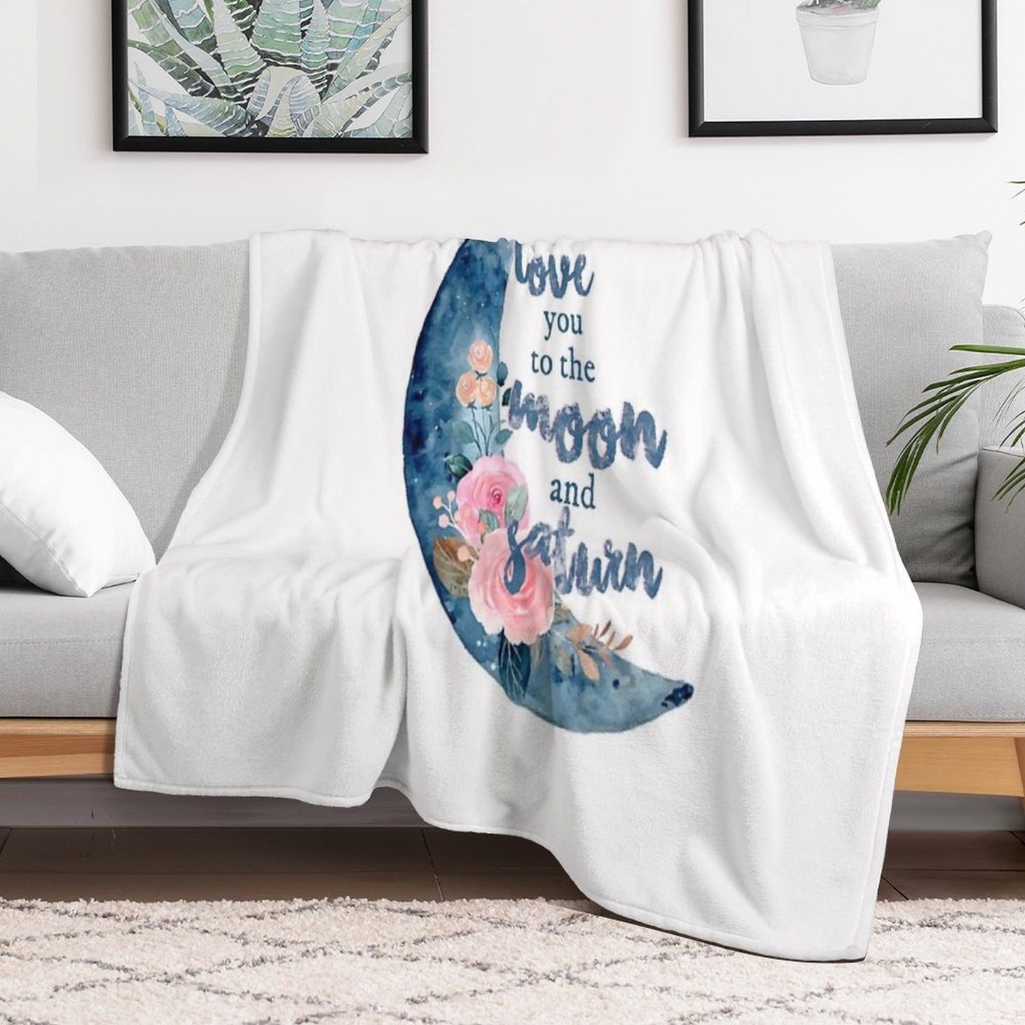 Love You to The Moon And Saturn Seven Throw Blanket