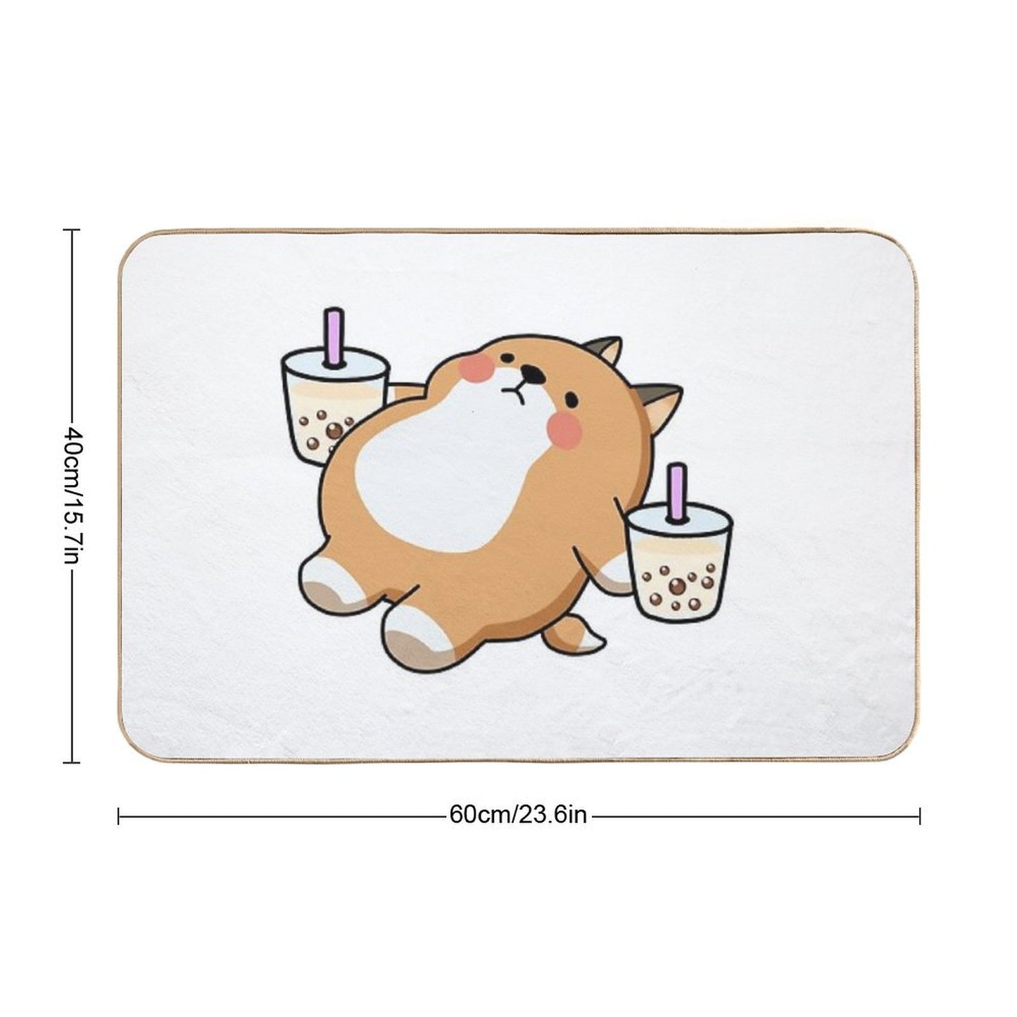Lazy Shiba Loves Boba! Bath Mat