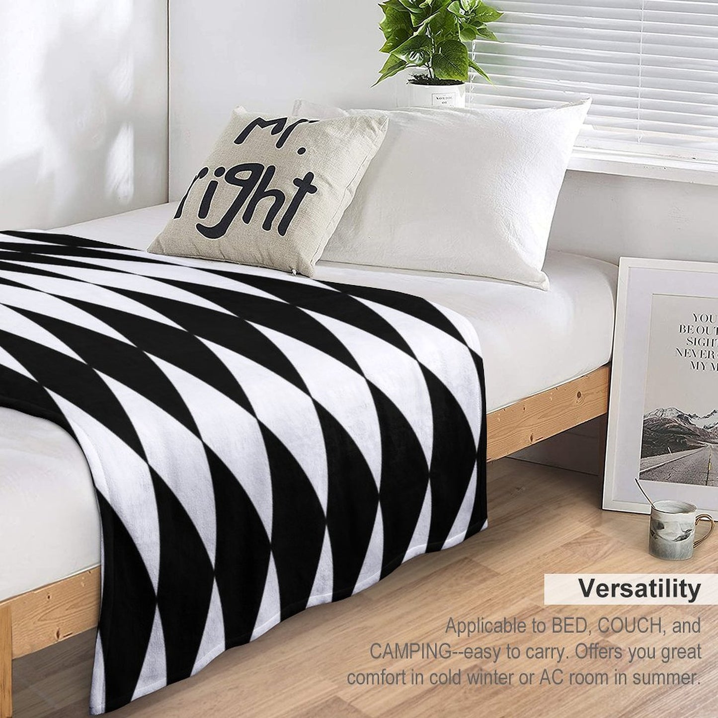 Black White Harlequin Throw Blanket
