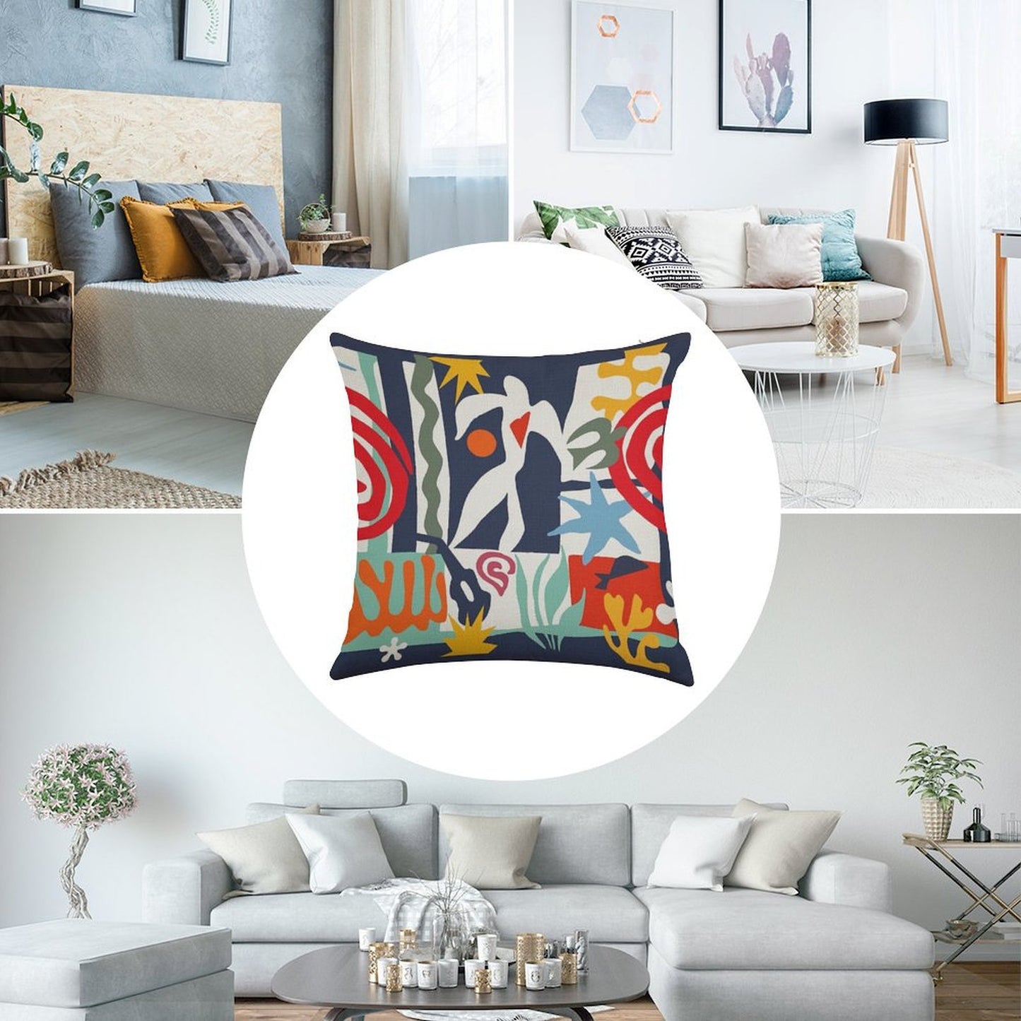 Inspired by Matisse Linen Throw Pillow Cover