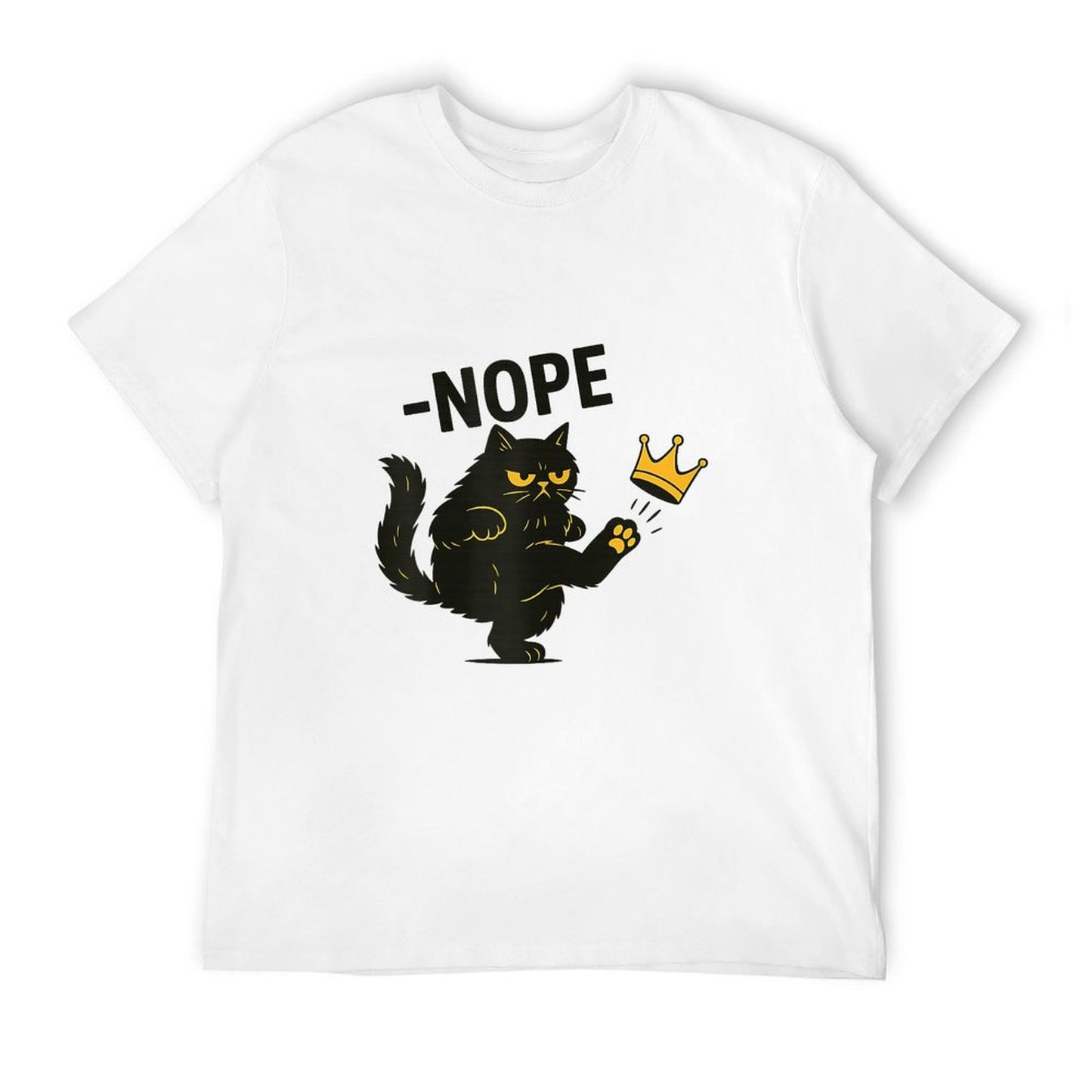 Nope Cat Funny Black Cat Crown Graphic Soft T-Shirt